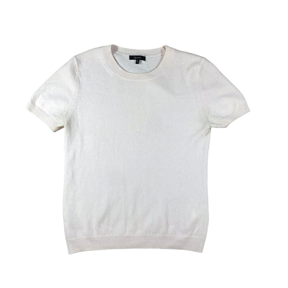 Quince Cream Scoop Neck Short Sleeve Sweater